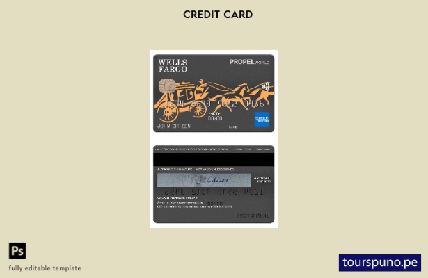 lista para imprimir la plantilla de tarjeta Amex del banco Wells Fargo de EE. UU